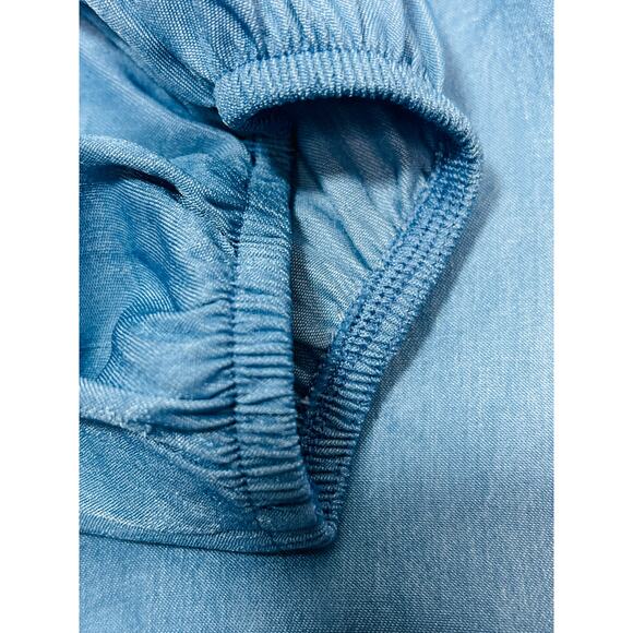 SPEECHLESS sz M light blue denim like Tiered Ruffle Chambray Dress NWT 0B9 - Picture 6 of 10